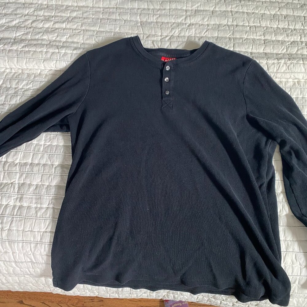 Black Men's Medium Waffle Shirt Sleepwear PJ's